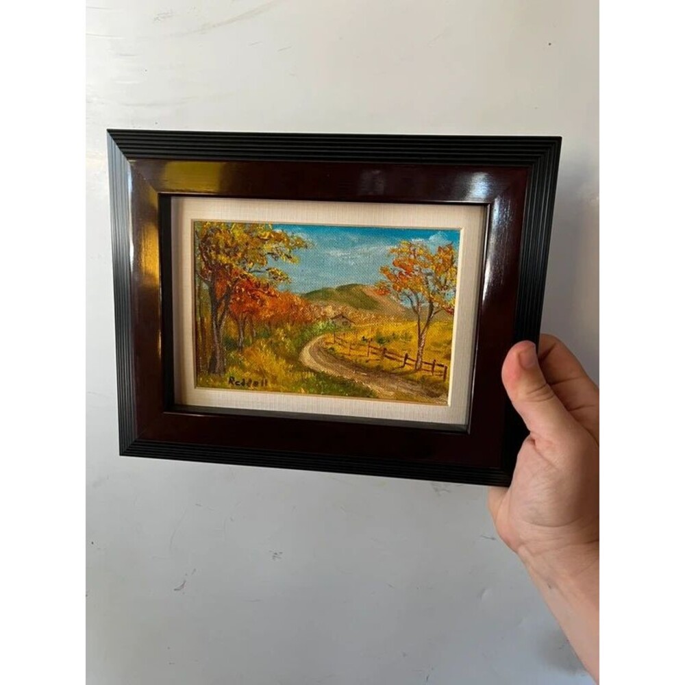 Plein aire Oil landscape original in frame fall scene